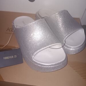 Forever 21 Sparkling Silver Slides
